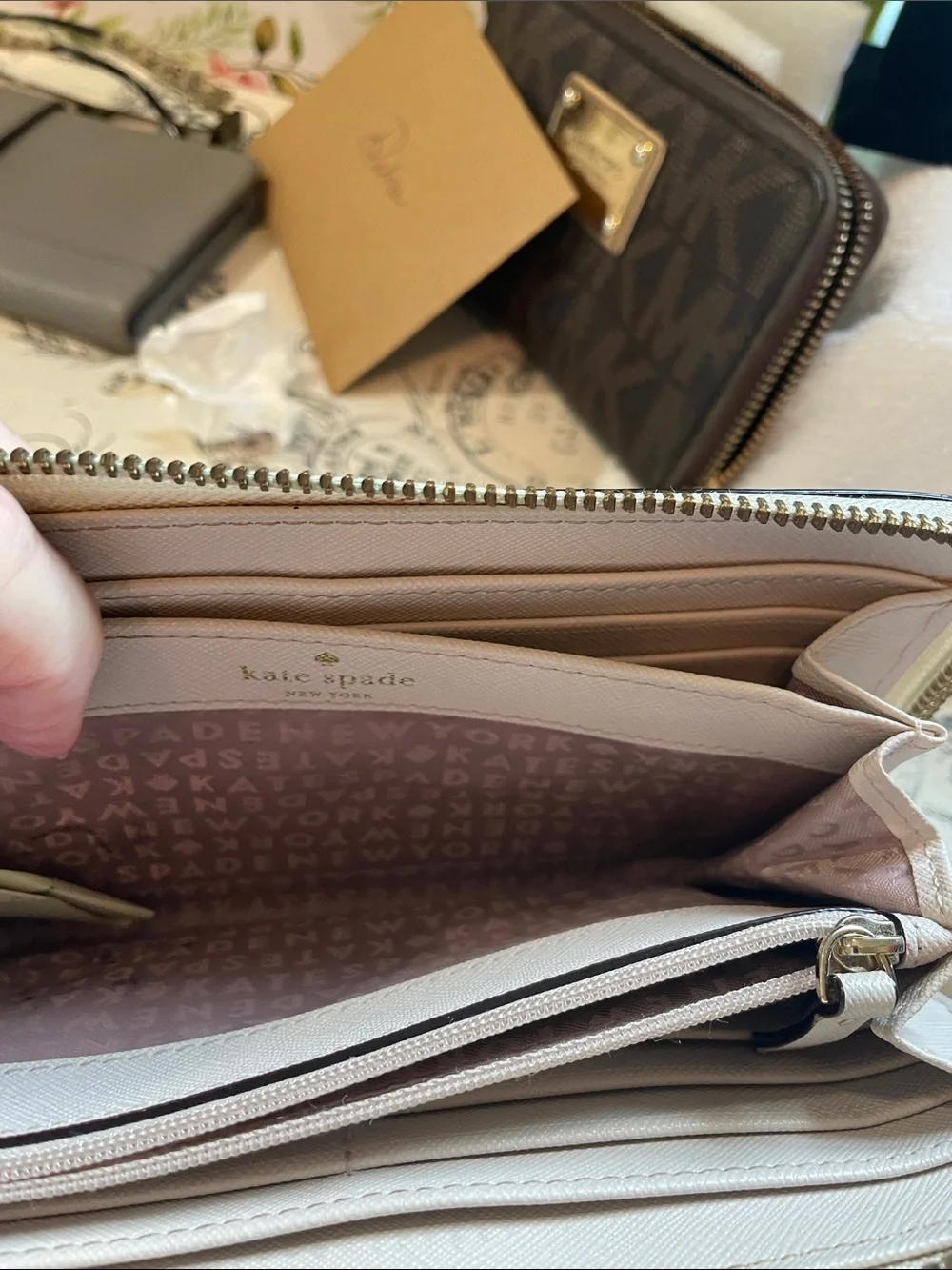 kate spade Light Beige and Taupe  Zip-Around Wallet